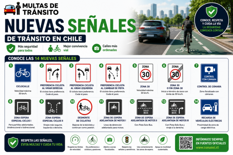 Conoce las nuevas señales de tránsito en Chile